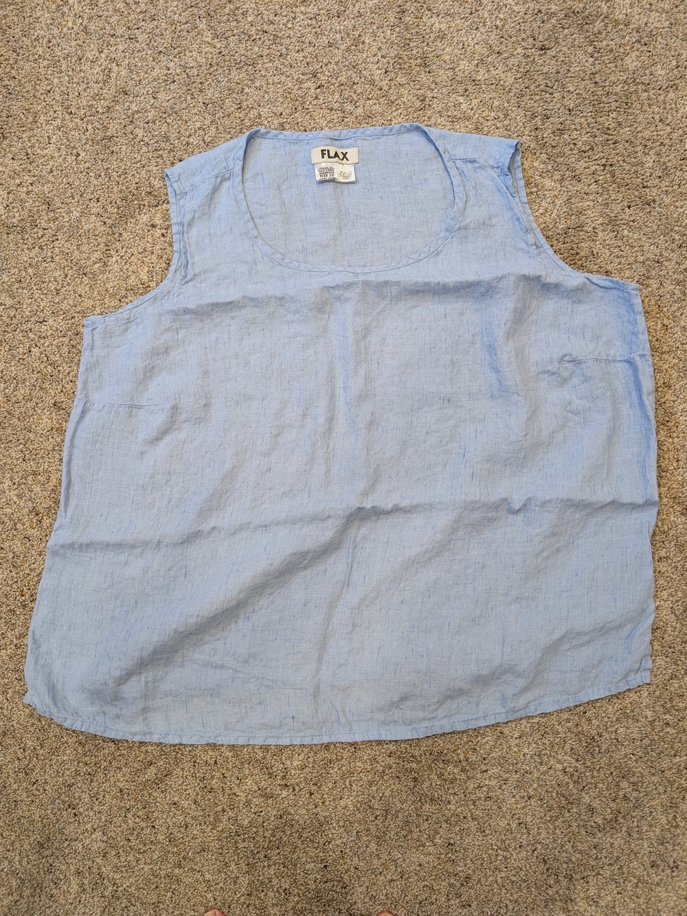 FLAX Light Blue Sleeveless Linen Tank Top Size 2X